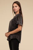 Back Patch Crinkle Washed Raglan Sleeve T-Shirt