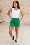 Jenna High Rise Control Top Cuffed Shorts in Green | S-3X  | Judy Blue