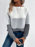 Color Block Drop Shoulder Long Sleeve Sweater