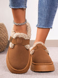 Thermal Fuzzy Buckle Platform Slippers