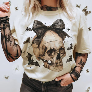 Halloween Skull Bow tee  |  S-3X