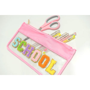 School Clear Pouch with varsoty patches