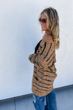 *NEW STYLE* Stripe Miley Dot Cardigan in Camel - PLUS One Size
