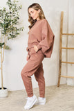 Zenana Lantern Sleeve Sweatshirt and Drawstring Sweatpants Set