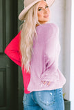 Contrast Color V-Neck Long Sleeve Pullover Sweater  |  S-XL