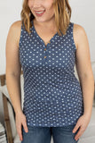 Addison Henley Tank - Navy Dot  |  XS-4X