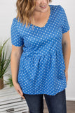 Sarah Ruffle Top - Blue Dot  |  S-2X