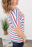Chloe Cozy Tee - Americana Stripes  |  XS-2X