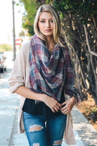 Plaid Lightweight Scarf in Red/Blue