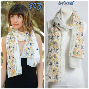 Gorgeous Embroidered Floral Lightweight Scarf