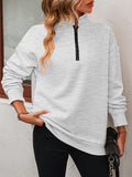 Zip-Up Dropped Shoulder Sweatshirt  |  S-2X  | SEVEN Colors!