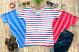 Chloe Cozy Tee - Red Stripe  |  XS-3X