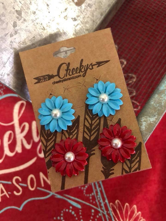 Cheekys Brand Daisy Earring Set of Two