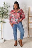 Hopely Full Size Floral Print V-Neck Long Sleeve Blouse