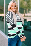 Striped Drawstring Detail Long Sleeve Hoodie