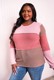 Heimish Full Size Color Block Exposed Seam Waffle-Knit Top