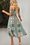 Bohemian Off-Shoulder Frill Trim Split Dress  |  S-XL  |  FOUR Colors!