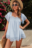 Spliced Lace Tie-Back Babydoll Top  | S-2X  |  5 Colors!