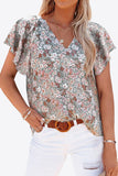 Floral V-Neck Flutter Sleeve Blouse  |  S-2X  |  EIGHT Colors!