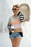 Striped Ribbed Trim Bell Sleeve Sweater  |  S-XL  | FIVE Colors!