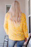 Floral Yellow Tie-Neck, Long Sleeve Blouse  |  S-XL