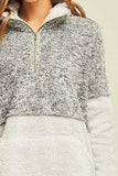 *FINAL SALE* Charcoal/Grey Two-Tone Sherpa 1/2-Zip Pullover w Pockets | S-L