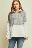 *FINAL SALE* Charcoal/Grey Two-Tone Sherpa 1/2-Zip Pullover w Pockets | S-L