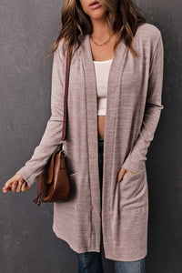 Long Sleeve Open Front Cardigan with Pocket  |  S-3X