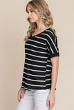 BomBom Simple Goals Waffle Knit Striped Tee  |  S-XL