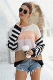 Striped Ribbed Trim Bell Sleeve Sweater  |  S-XL  | FIVE Colors!