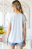 Grey Buttoned V-Neck Tee  |  S-XL