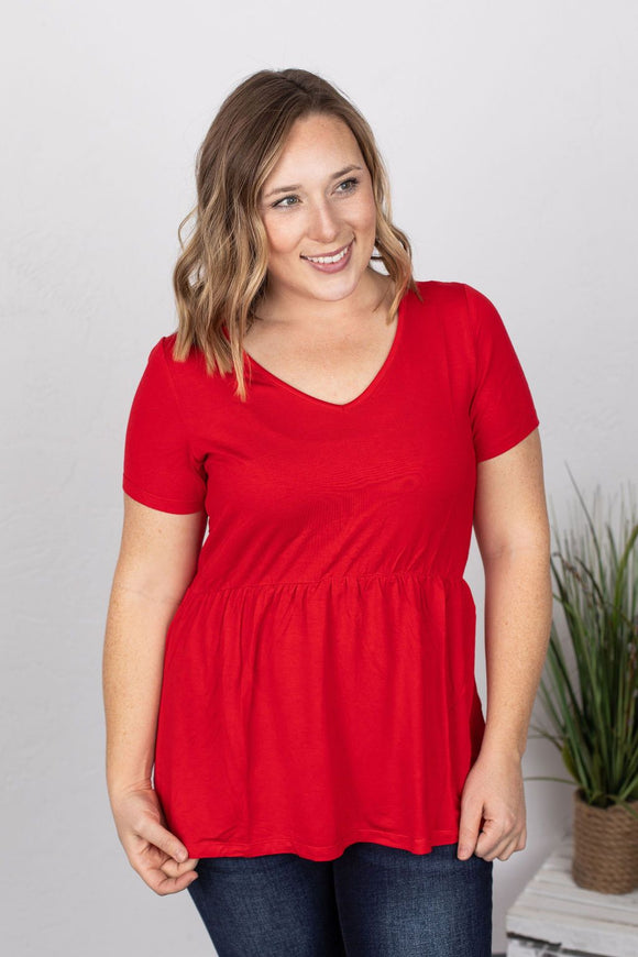 Sarah Ruffle Top - Red  |  SMALL only
