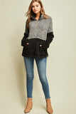 *FINAL SALE* Black/Grey Two-Tone Sherpa 1/2-Zip Pullover with Pockets | S & XL