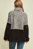*FINAL SALE* Black/Grey Two-Tone Sherpa 1/2-Zip Pullover with Pockets | S & XL