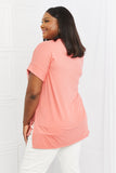 Simply Comfy V-Neck Loose Fit Shirt in Peach | S-3X