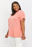 Simply Comfy V-Neck Loose Fit Shirt in Peach | S-3X