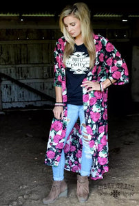 * Crazy Train * Pink Rose Duster Cardigan