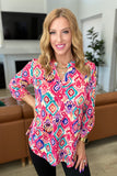 Lizzy Top in Hot Pink Ikat |  S-3X