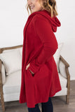 Claire Hooded Waffle Cardigan - Red  |  XS-4X