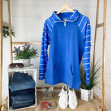 Short Zip Pullover - Blue Stripe  |  XS - 3X