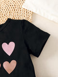 Girls Heart Print T-Shirt and Joggers Set