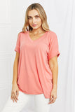 Simply Comfy V-Neck Loose Fit Shirt in Peach | S-3X