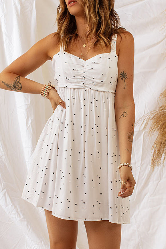 Star Print Ruched Sleeveless Dress  |  S-XL