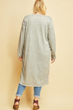 *Curvy* Celeste Heathered Long Cardigan with Pockets in Grey