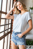 Grey Buttoned V-Neck Tee  |  S-XL