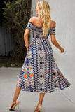 Bohemian Off-Shoulder Frill Trim Split Dress  |  S-XL  |  FOUR Colors!