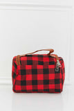 Printed Makeup Bag with Strap in Red Buffalo Plaid or Leopard
