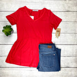 Sarah Ruffle Top - Red  |  SMALL only